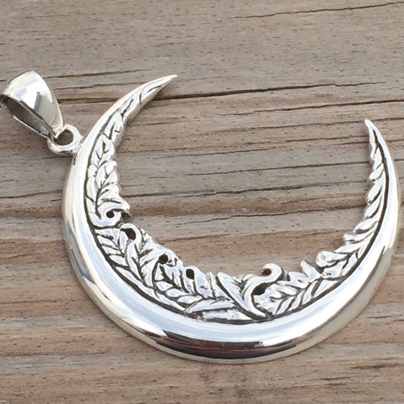 Large Moon Flower Pendant solid .925 Sterling Silver Magick Moon Peter Stone - Picture 5 of 8
